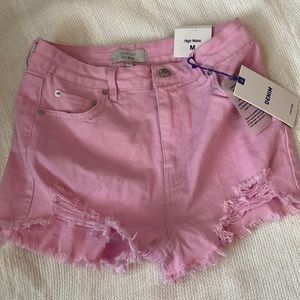 Pink denim shorts
